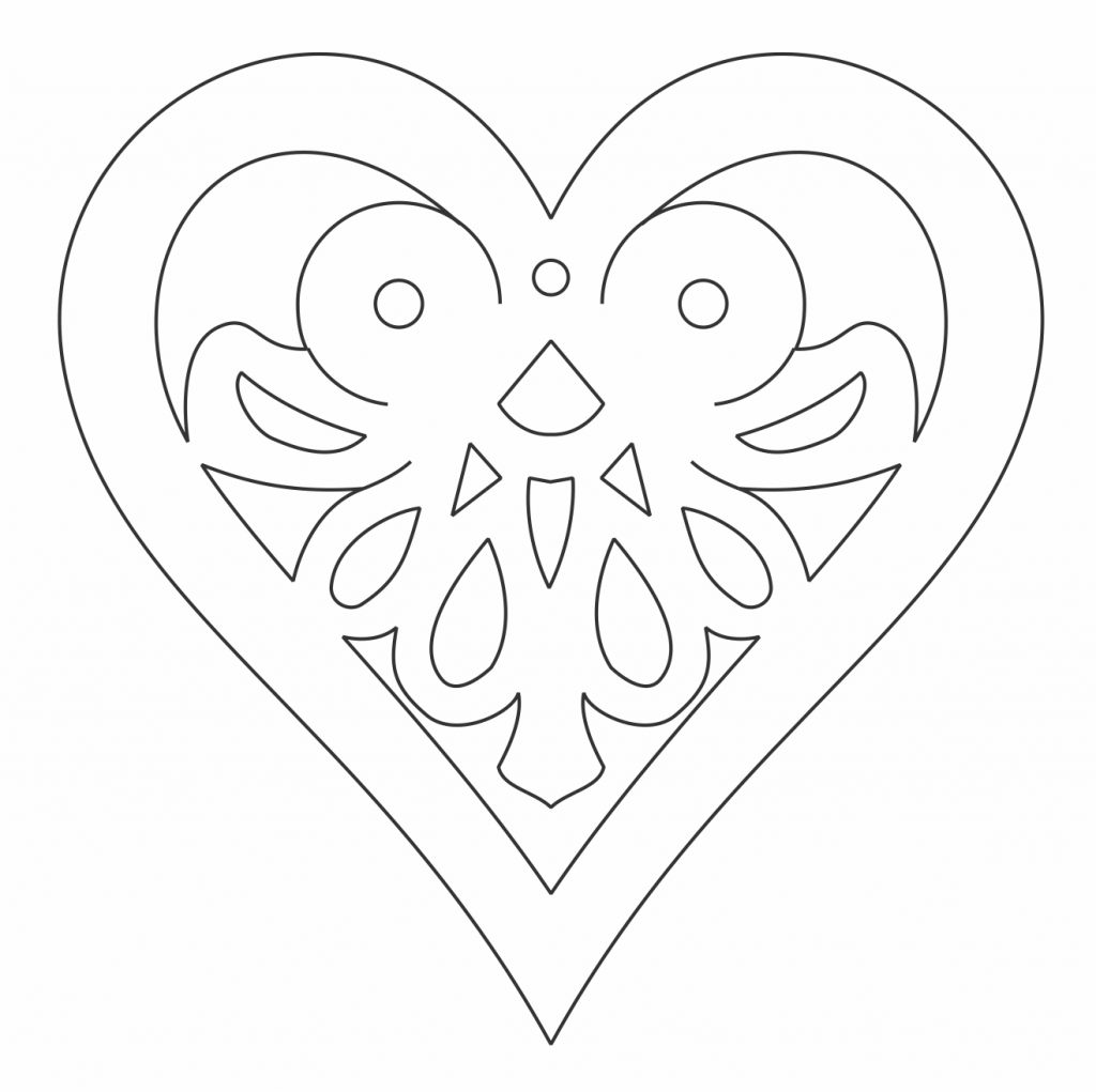 Dije de corazón simétrico — vector para corte CNC