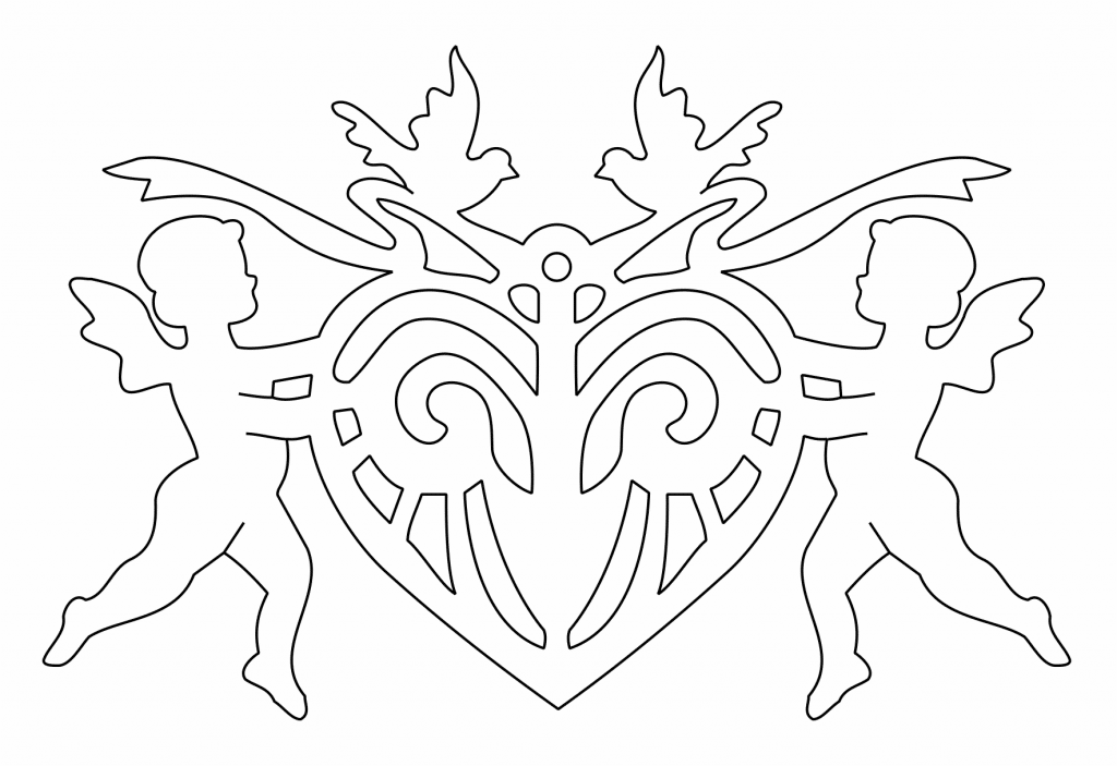 Cupidos y corazón — vector para corte CNC