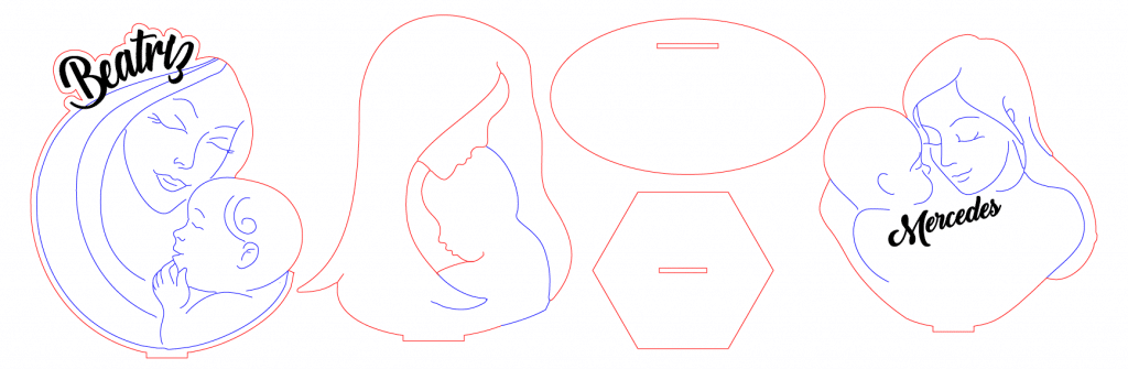 Figuras del día de la madre — vector para corte CNC