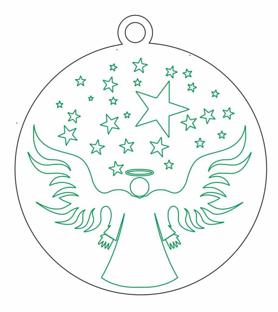 Esfera de ángel y estrella — vector para corte CNC