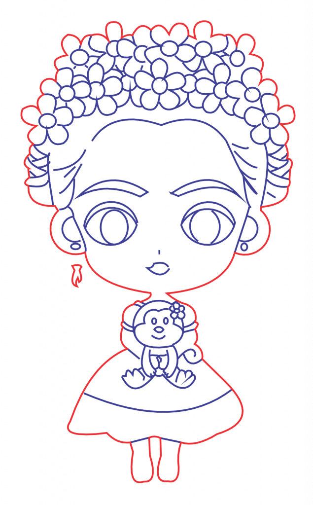 Caricatura Frida — vector para corte CNC