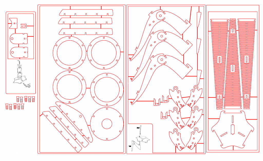 Lámpara con bisagras vivas — vector para corte CNC