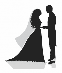Novios mirándose de frente
