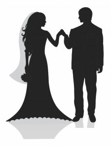 Novios tomados de una mano