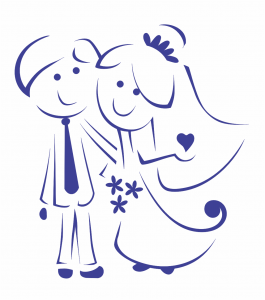 Grabado de novios sonriendo