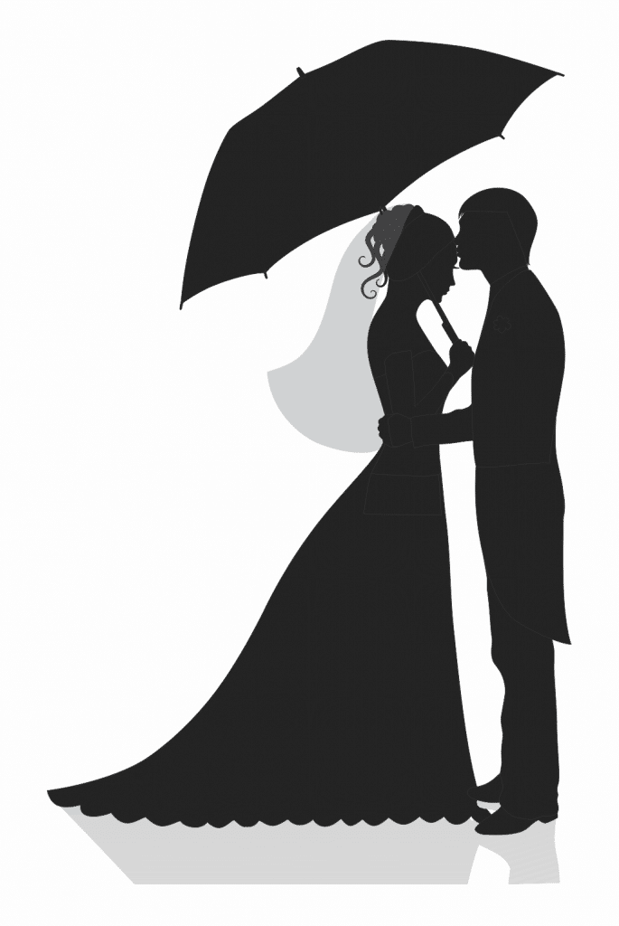 Novios bajo la sombrilla — vector para corte CNC