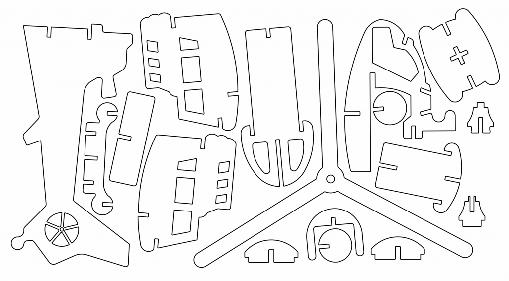 Helicóptero 3D armable — vector para corte CNC