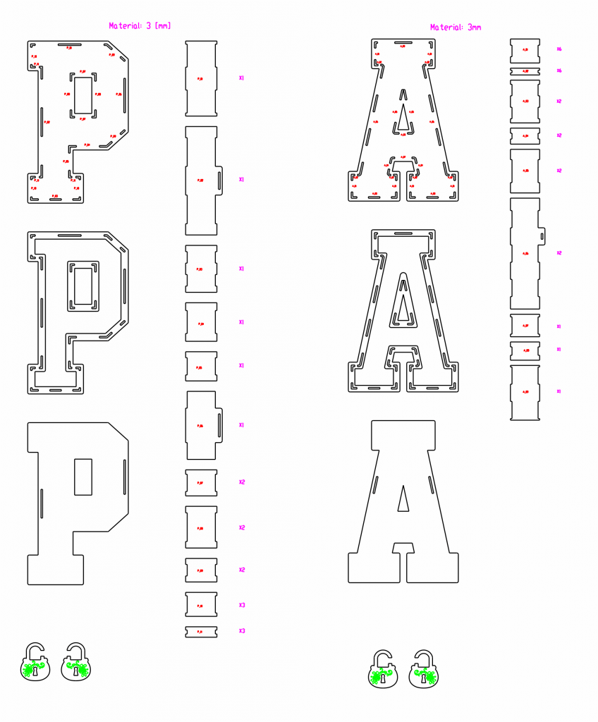 Letras P y A — vector para corte CNC