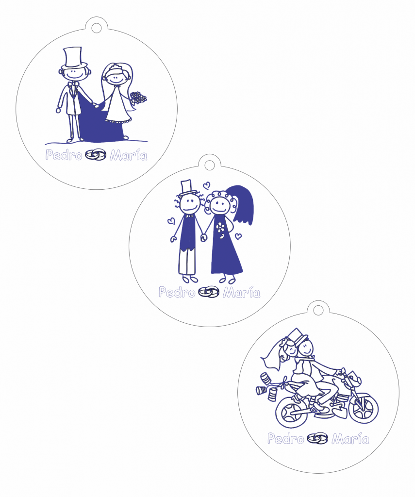 Llaveros de matrimonio — vector para corte CNC