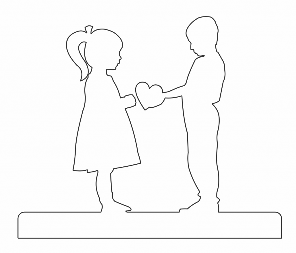 Niños con corazón — vector para corte CNC
