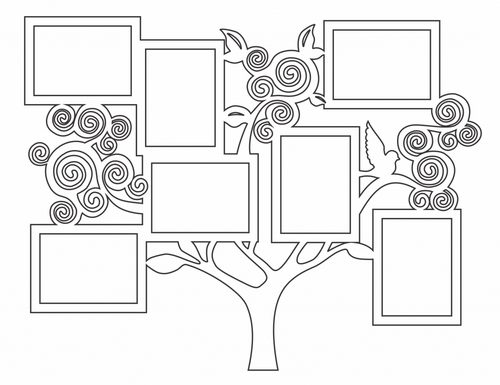 Portarretratos Árbol de espirales — vector para corte CNC
