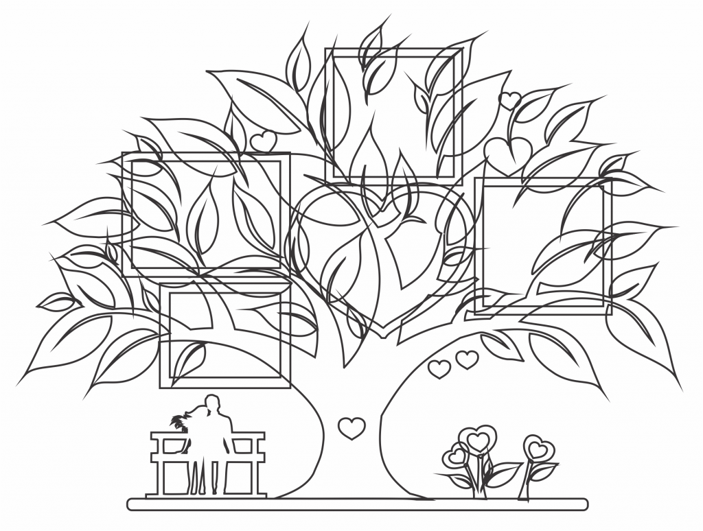 Pareja bajo el árbol — vector para corte CNC