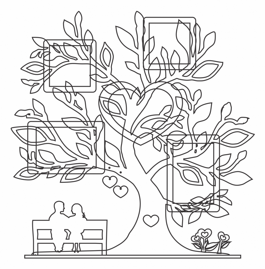 Portarretrato «Árbol de corazón» — vector para corte CNC