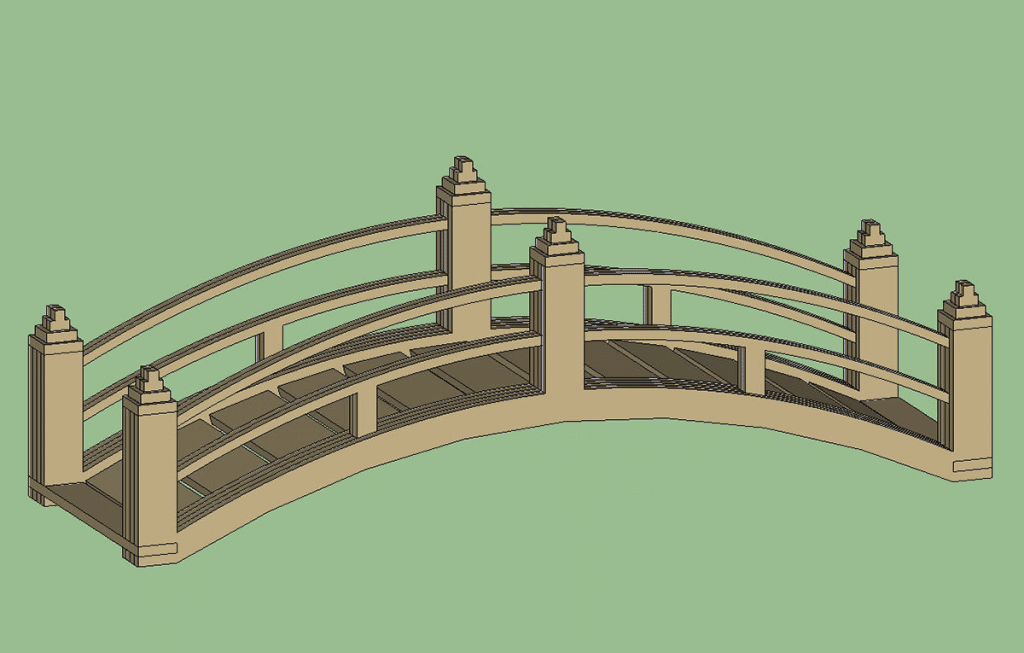 Puente de jardín — vector para corte CNC