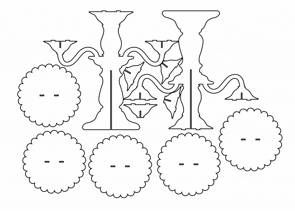 Candelabro portacupcakes — vector para corte CNC