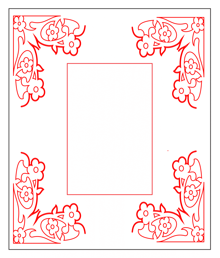 Marco ancho para fotos «Flores» — vector para corte CNC