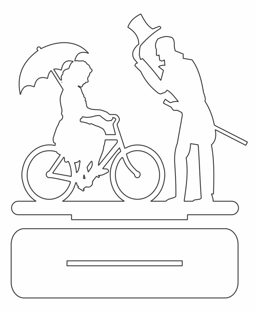 Pareja en bicicleta — vector para corte CNC