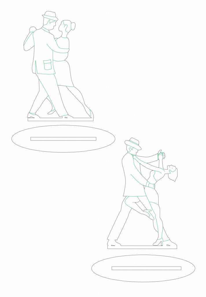 Parejas de tango — vector para corte CNC