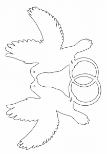Palomas con argollas de matrimonio