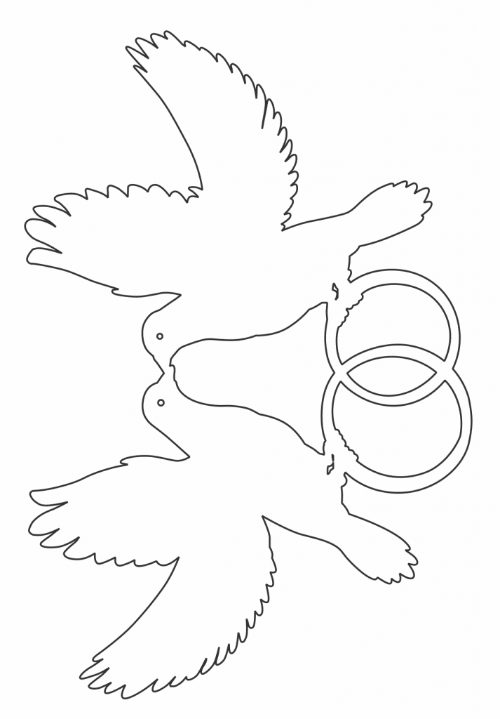 Palomas con argollas de matrimonio — vector para corte CNC