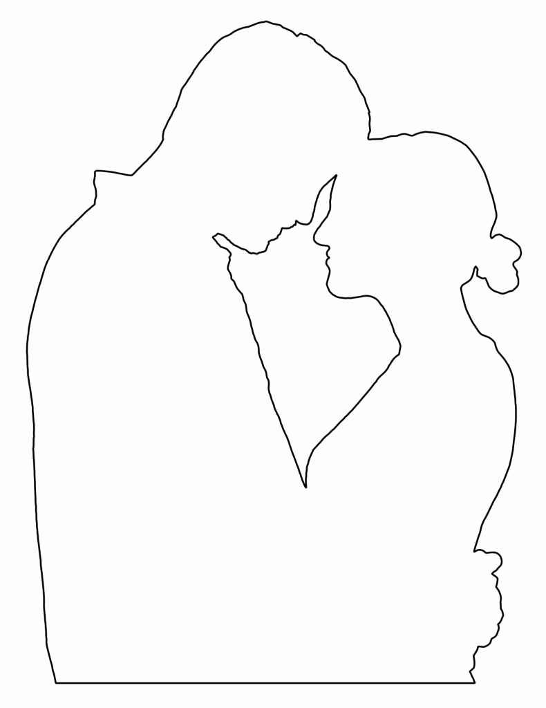 Silueta de novios mirándose — vector para corte CNC