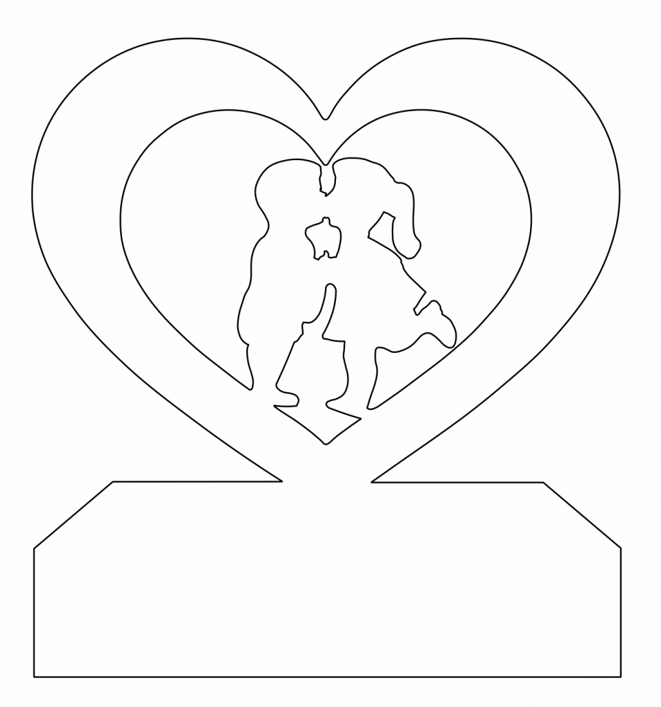 Decoración de corazón con beso — vector para corte CNC