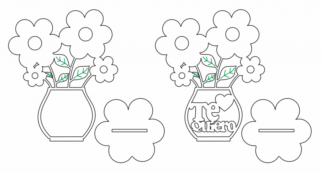 Floreros 2D — vector para corte CNC