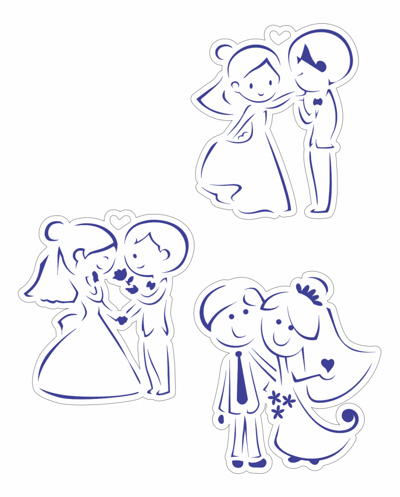 Novios para recuerdos de boda — vector para corte CNC