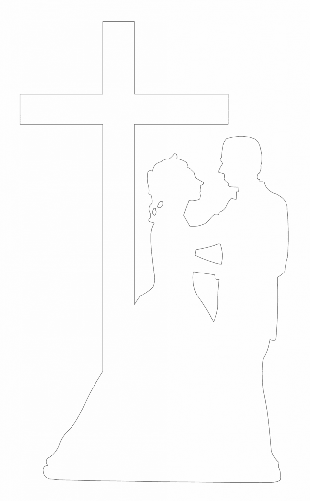 Novios frente a la cruz — vector para corte CNC