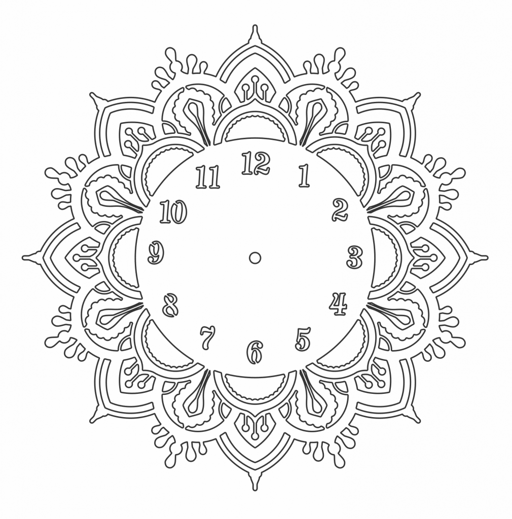 Reloj Mandala de Flor — vector para corte CNC