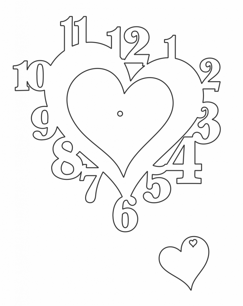 Reloj «Contorno de corazón» — vector para corte CNC