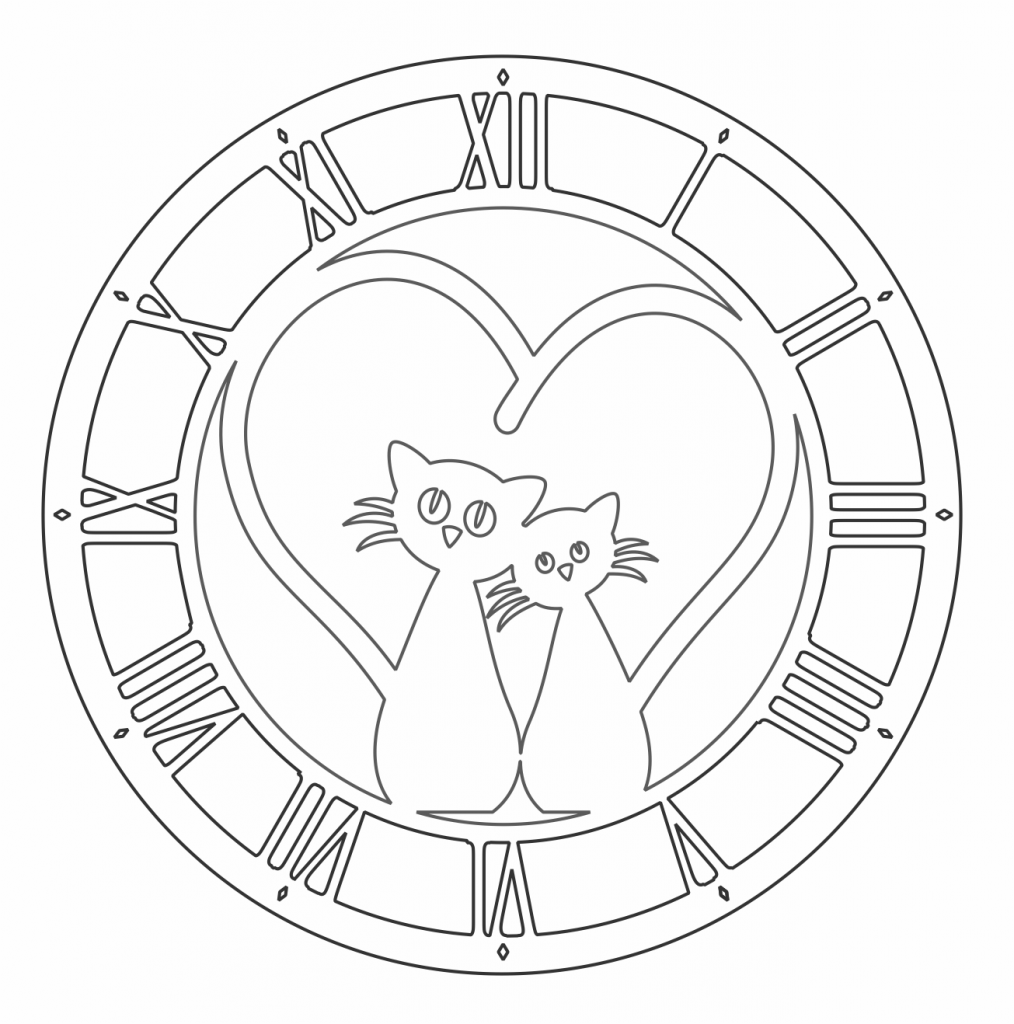 Reloj «Pareja de gatos» — vector para corte CNC