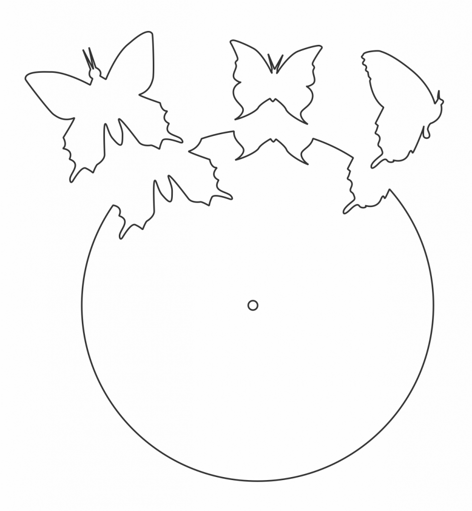 Reloj de mariposas volando — vector para corte CNC