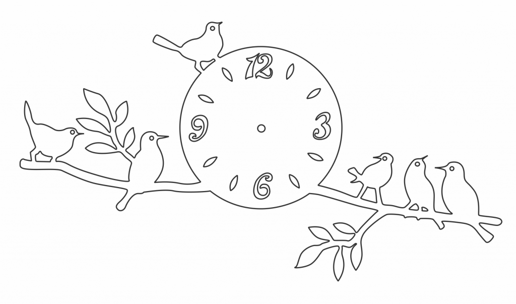 Reloj «Pájaros en rama» — vector para corte CNC