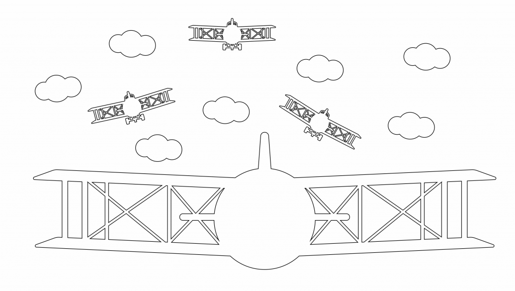 Avionetas en el cielo — vector para corte CNC