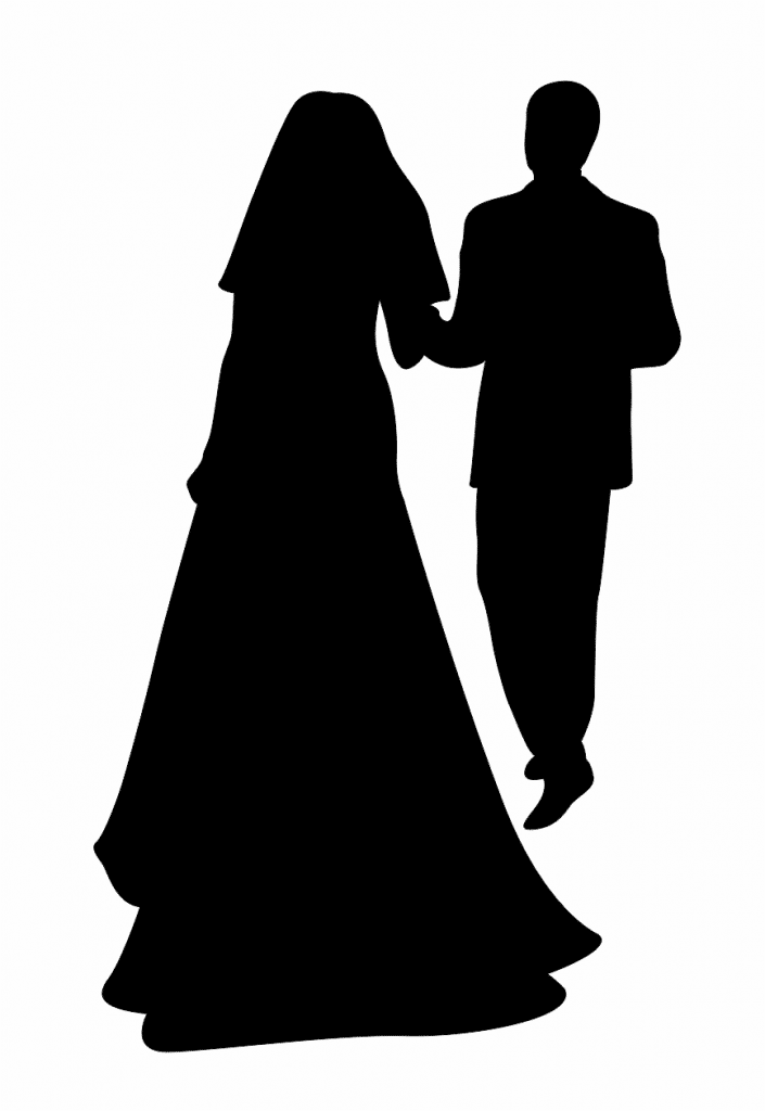 Novios caminando al altar — vector para corte CNC