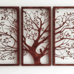 Cuadro tríptico de árbol con aves - Vector descarganle para corte CNC y grabado laser gratis | Stanser