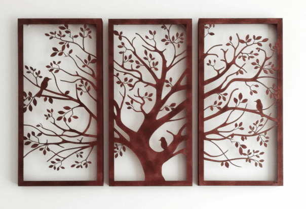 Cuadro tríptico de árbol con aves - Stanser