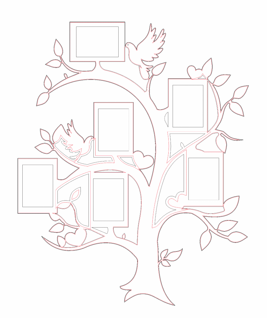 Árbol portafotos «Palomas» — vector para corte CNC