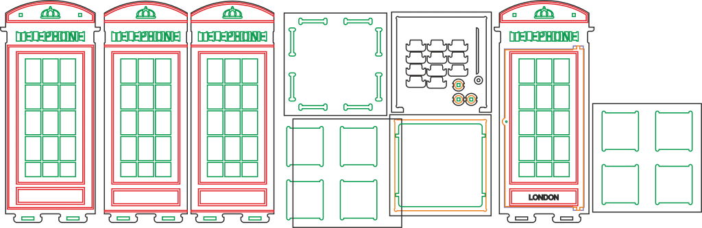 Cabina telefónica londinense — vector para corte CNC
