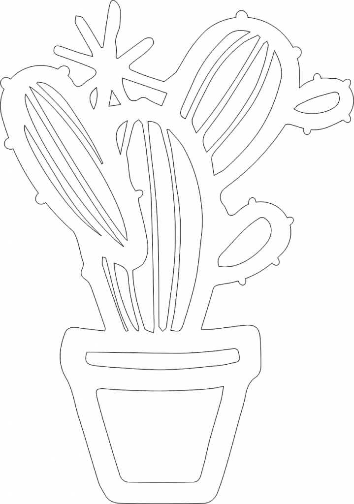 Cactus en maceta — vector para corte CNC