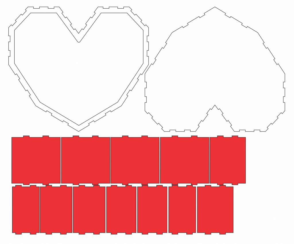 Caja de corazón con tapa — vector para corte CNC