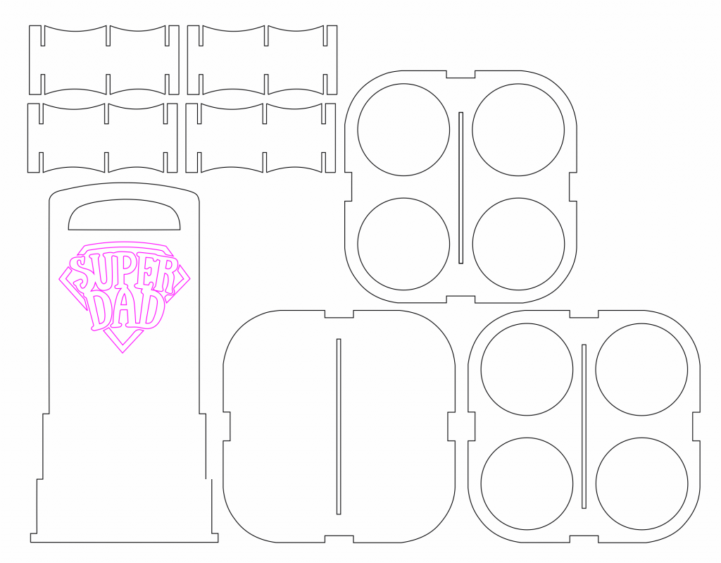 Caja para 4 botellas — vector para corte CNC