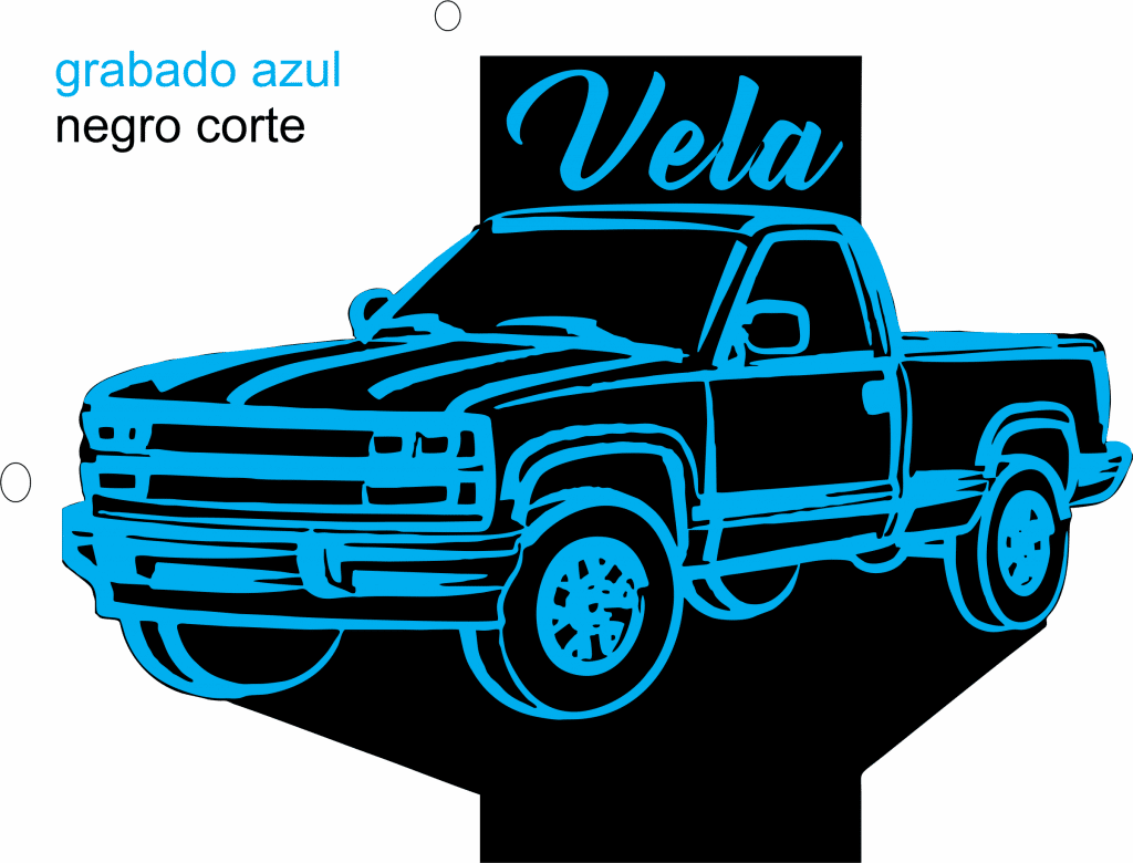 Camioneta (Grabado en azul) — vector para corte CNC
