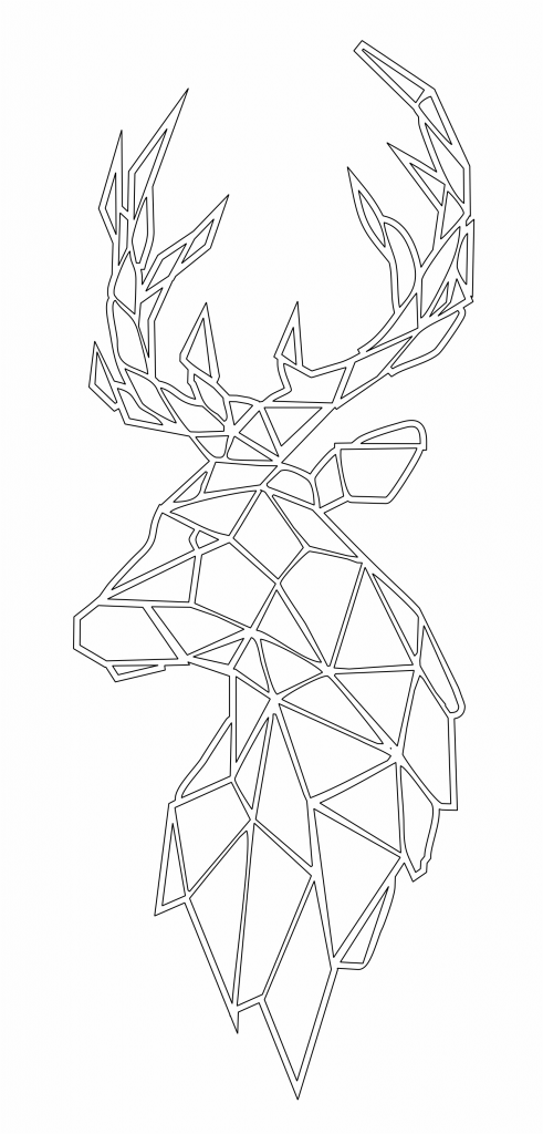 Cabeza de ciervo geométrico — vector para corte CNC