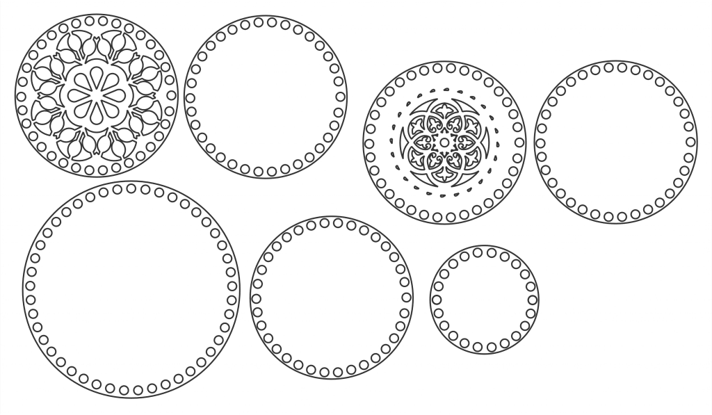Bases redondas para tejer — vector para corte CNC