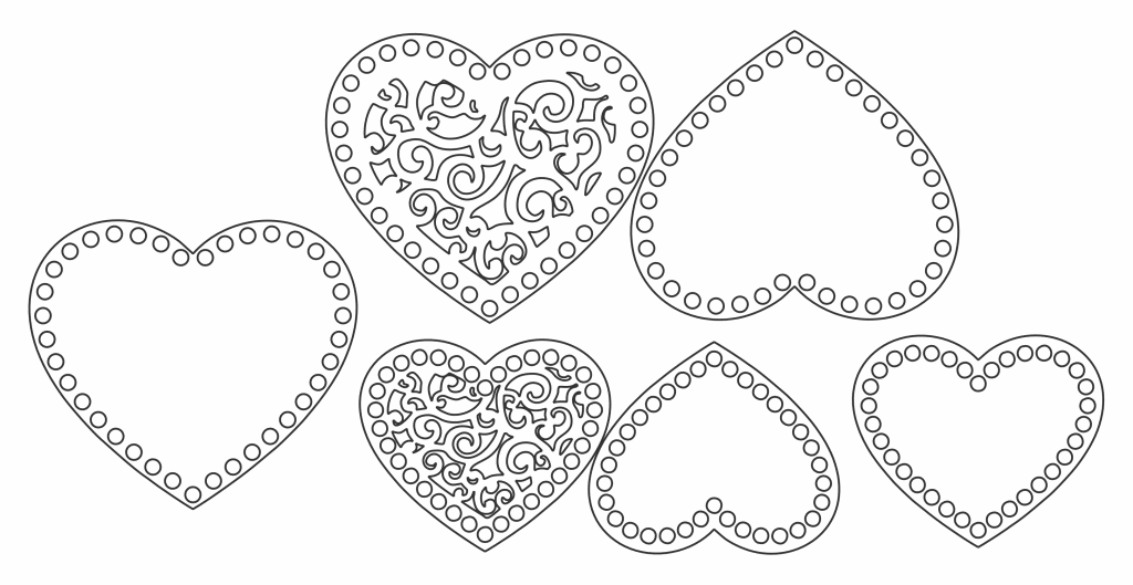 Bases de corazón para tejer — vector para corte CNC