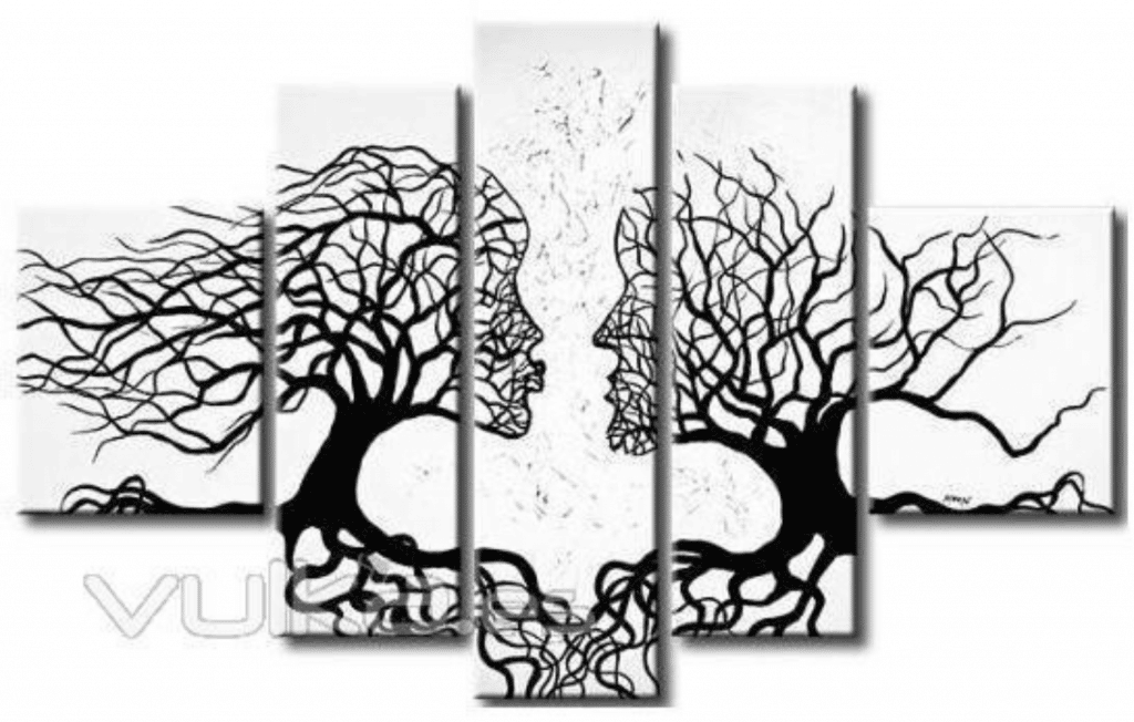 Ramas con forma de caras humanas — vector para corte CNC