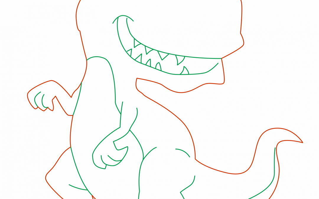 Caricatura de tiranosaurio rex