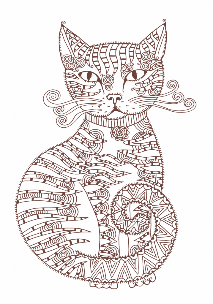 Gato con bigotes de espiral — vector para corte CNC